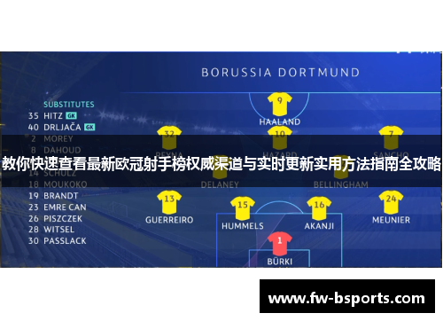 教你快速查看最新欧冠射手榜权威渠道与实时更新实用方法指南全攻略 教你快速查看最新欧冠射手榜权威渠道与实时更新实用方法指南全攻略